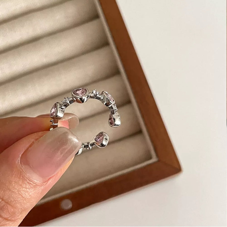 ring featuring heart motif in purple with Platinum-Plated,925 sterling silver,Zircon Care instructions: Avoid wearing duri