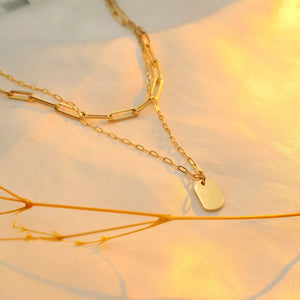 18k Gold-plated Double Layered Necklace in Gold