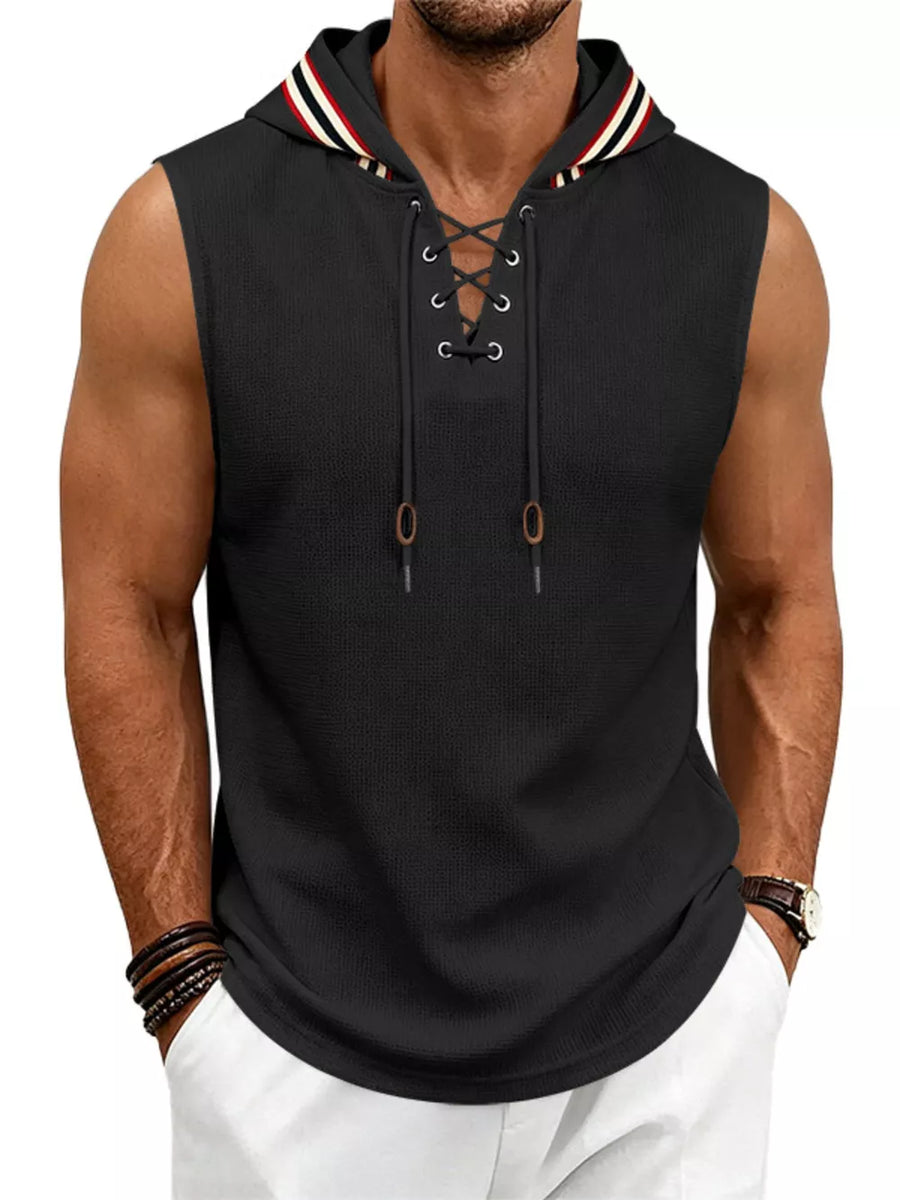 vest in black featuring hooded and regular fit