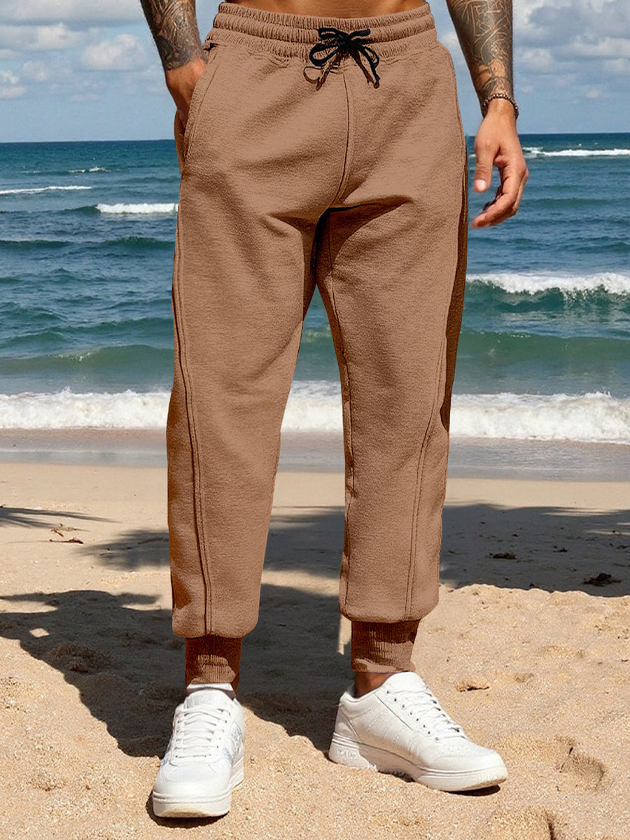 Black Men's Full Size Casual Drawstring Joggers