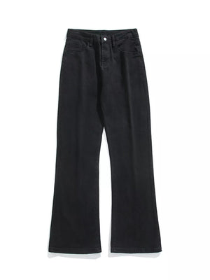 Black relaxed fit cotton jeans with a wide leg