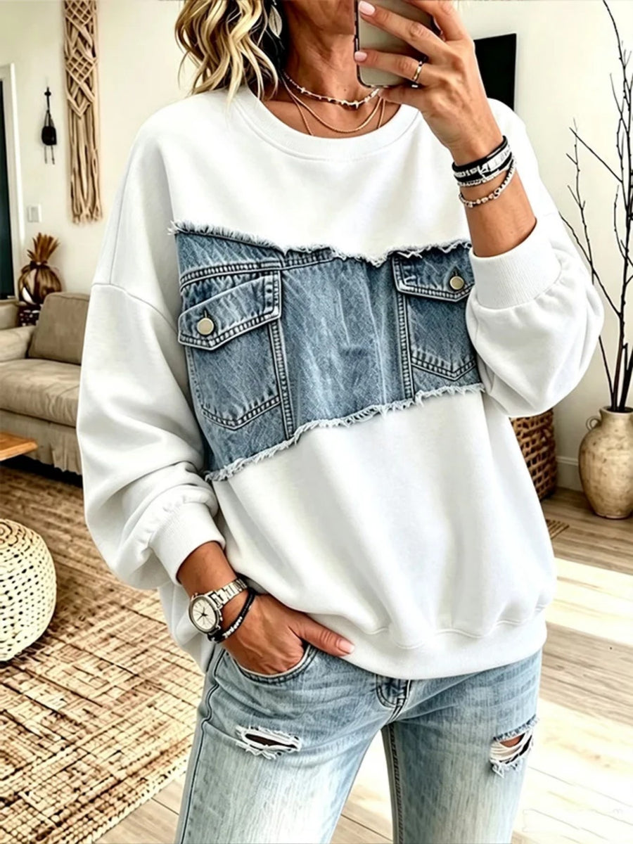 light blue oversized sweatshirt with crew neck
