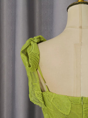 Green Sweetheart Neck Tie-strap Dress