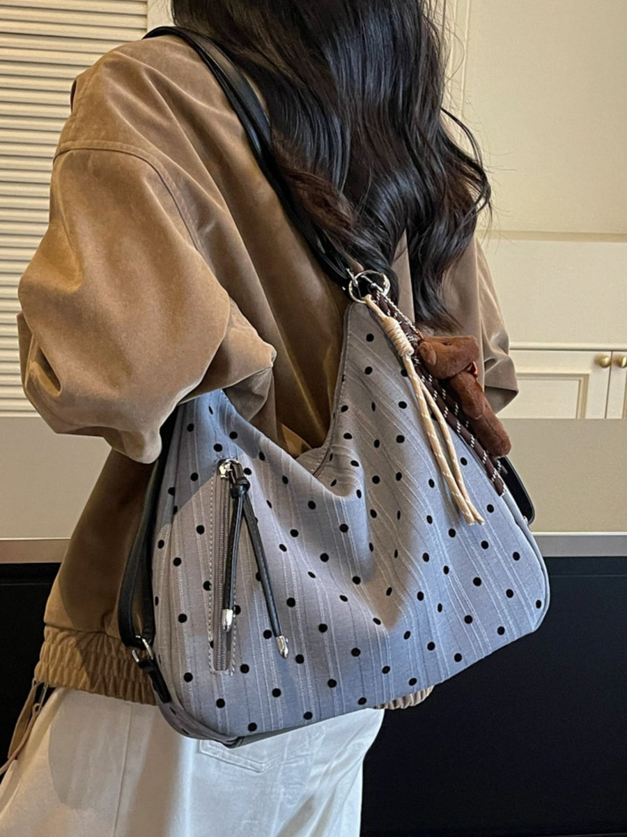 shoulder bag featuring polka dot in Air Force Blue with Polyester Imported Size &amp texture