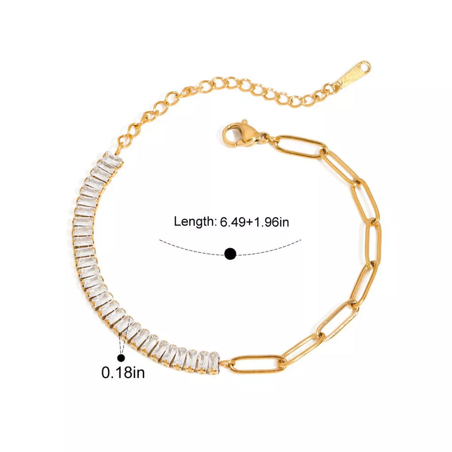 18K Gold-Plated,Stainless Steel,Rhinestone Care instructions: 1 bracelet in Style A with fitted silhouette