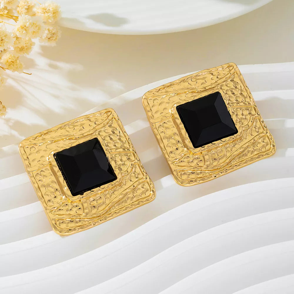 18K Gold-Plated,Alloy,Resin Care instructions: Avoid wearing during exercise, as earrings in black with N/A silhouette