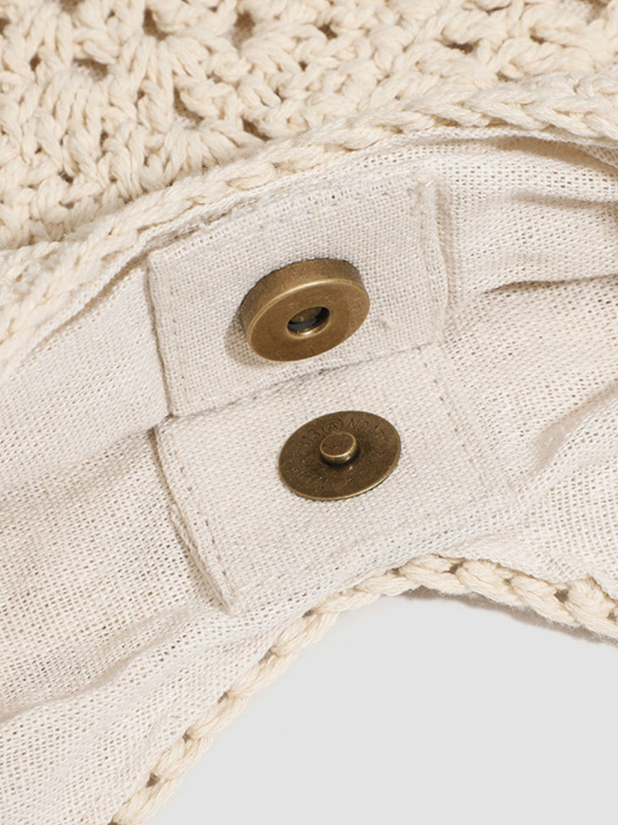 tote featuring crochet in cream with Polyester Imported Size &amp texture