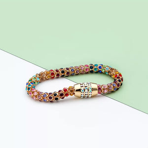 18k Gold-plated Multi-colored Crystal Bracelet in gold with crystal embellishment