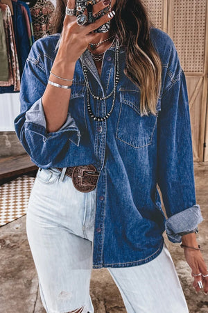 85 western shirt in Dusty Blue with relaxed silhouette