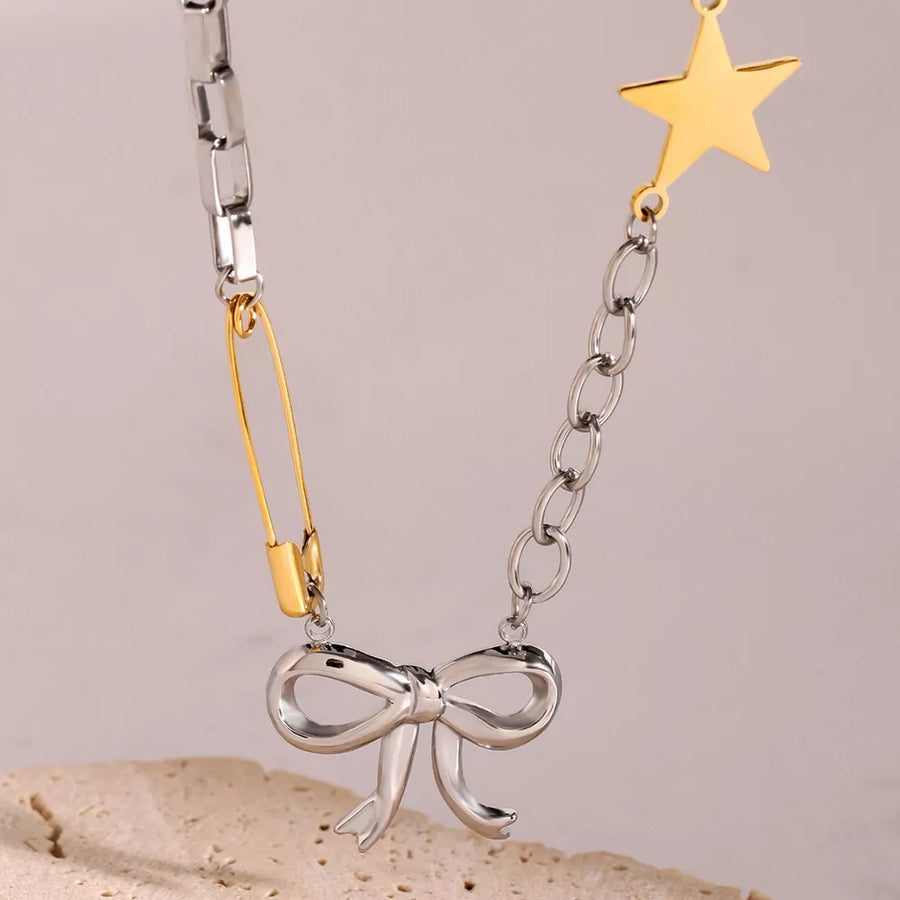 silver necklace with choker and clasp