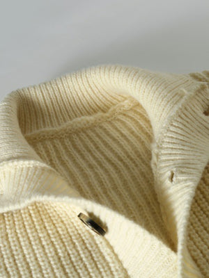 cardigan in Pastel Yellow with ribbed knit and buttoned
