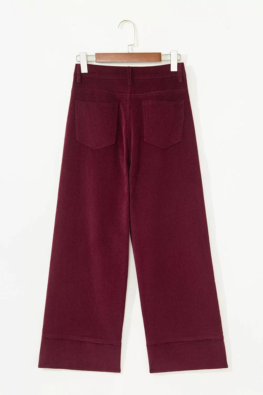 wide-leg pants in burgundy