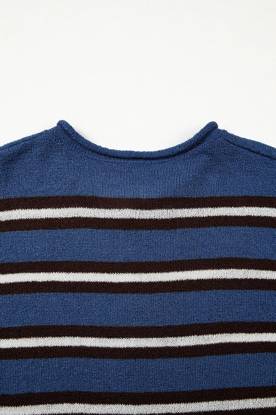Striped Drop Shoulder Button Cardigan in Dusty Blue, view 12