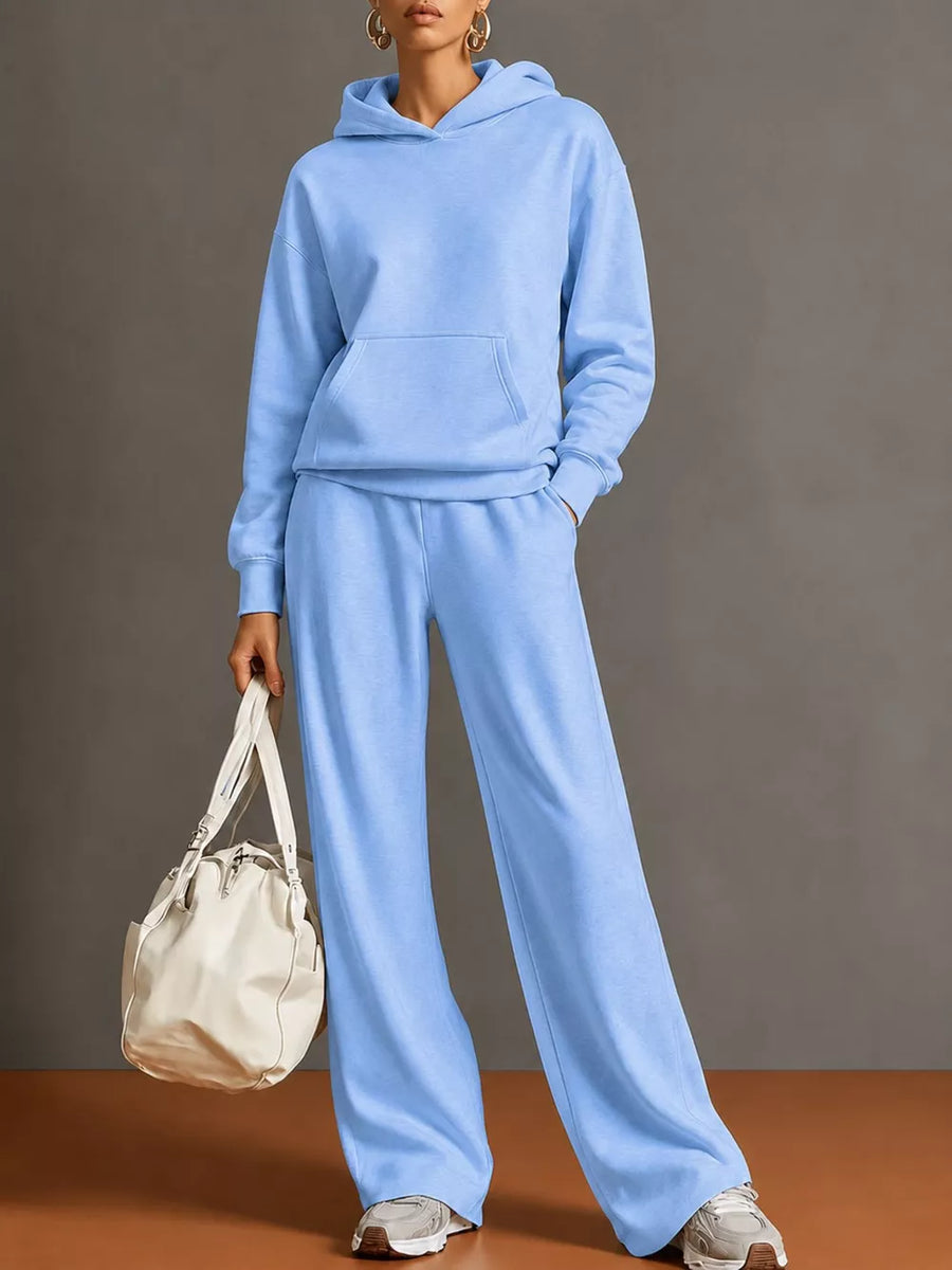 Yellow lounge set with pocketed and long sleeve
