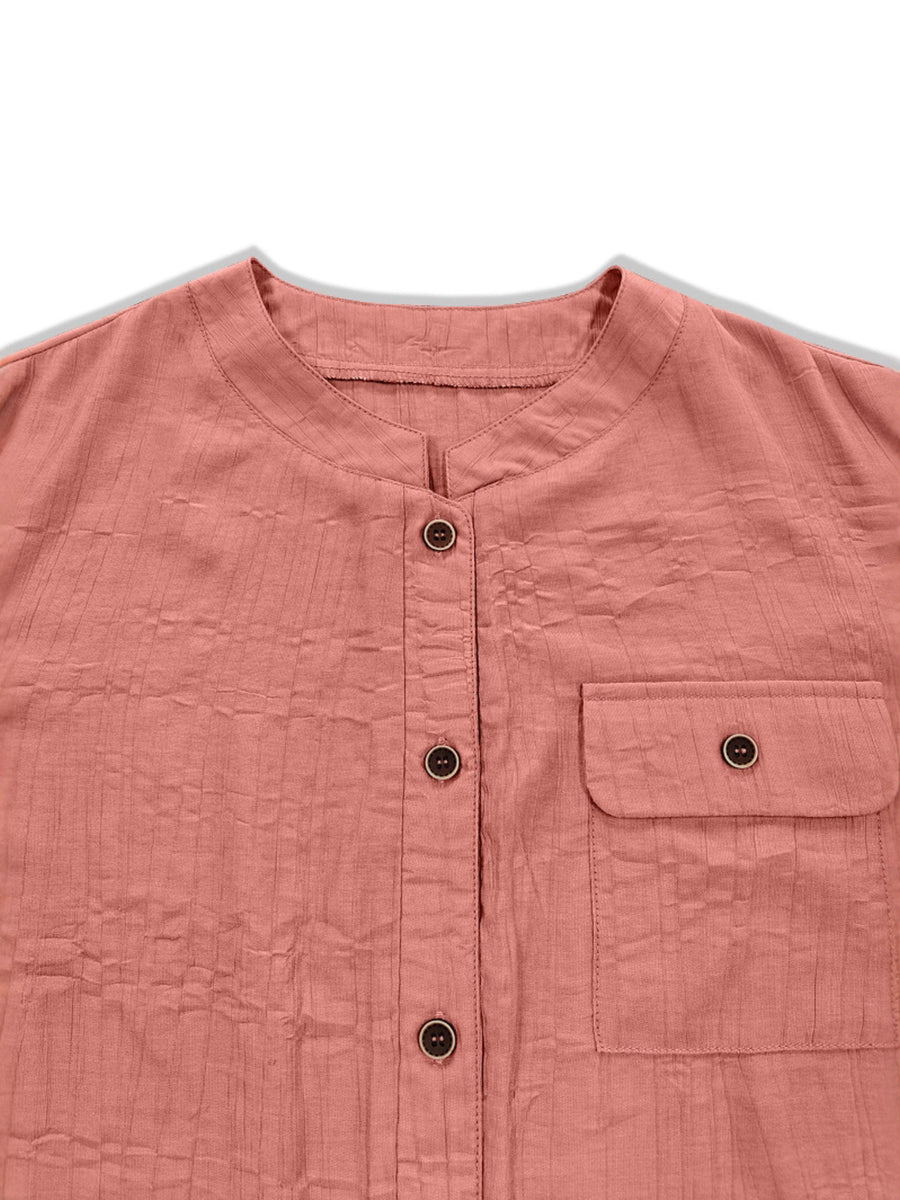 100% polyester Care instructions: Machine wash cold button-down shirt in Coral with relaxed silhouette