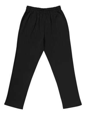 pants in Black with button-front detail and full-length