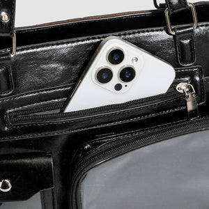 black with handbag with multi-pocket