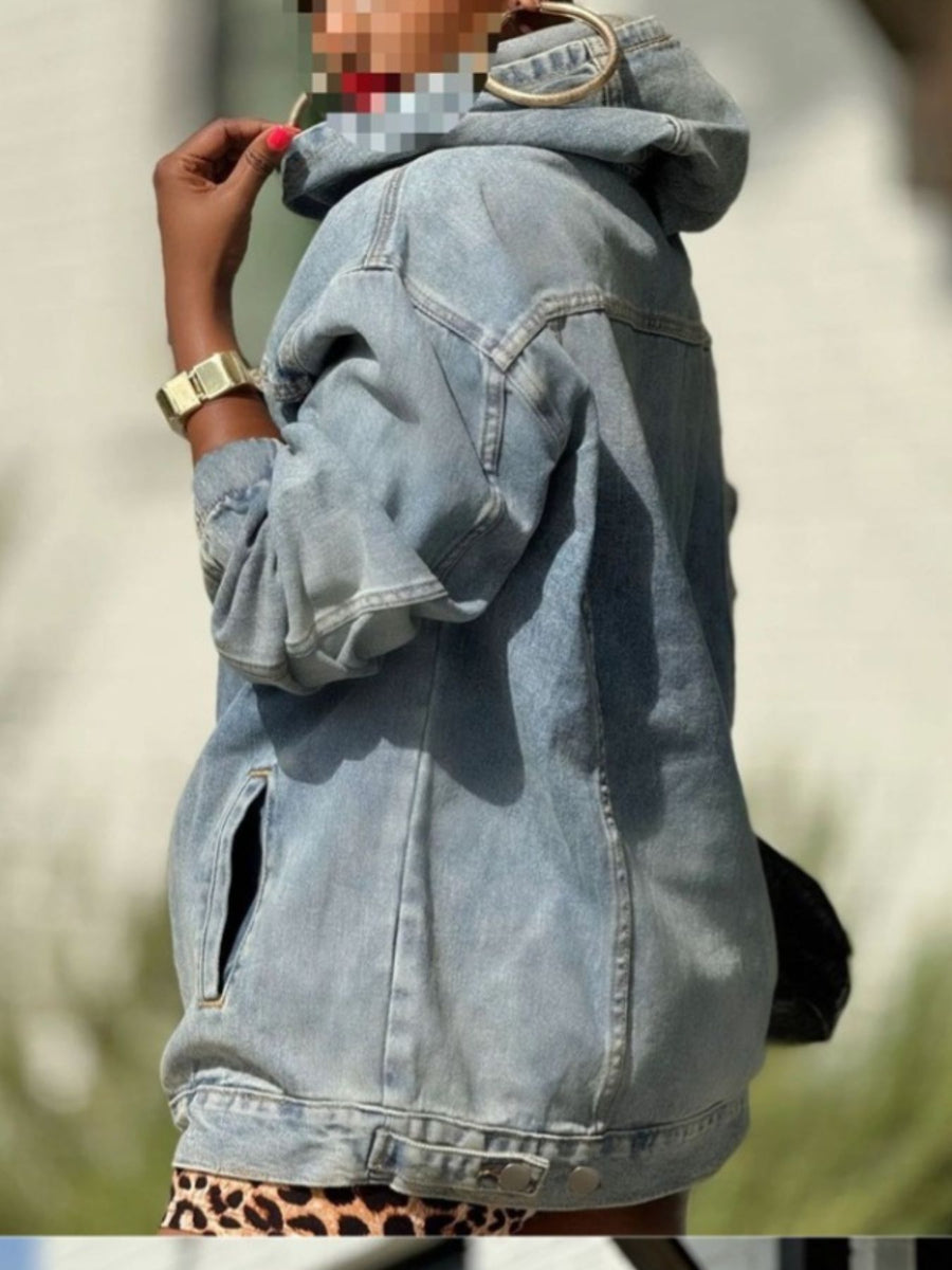 95% cotton, 5% spandex Care instructions: Machine wash cold pullover hoodie in Light Blue with oversized silhouette