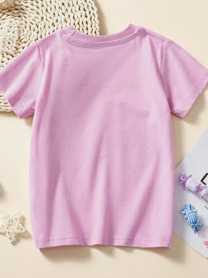 Toddler t-shirt in lavender with short sleeves and a crew neck, featuring a playful wild life graphic on the front.