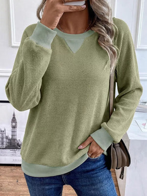 Khaki relaxed sweatshirt with crew neck