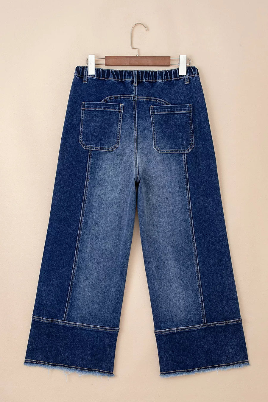 Drawstring Raw Hem Wide Leg Denim Pants option 9
