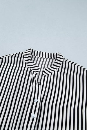 Striped Half Sleeve Button-up Shirt option 6