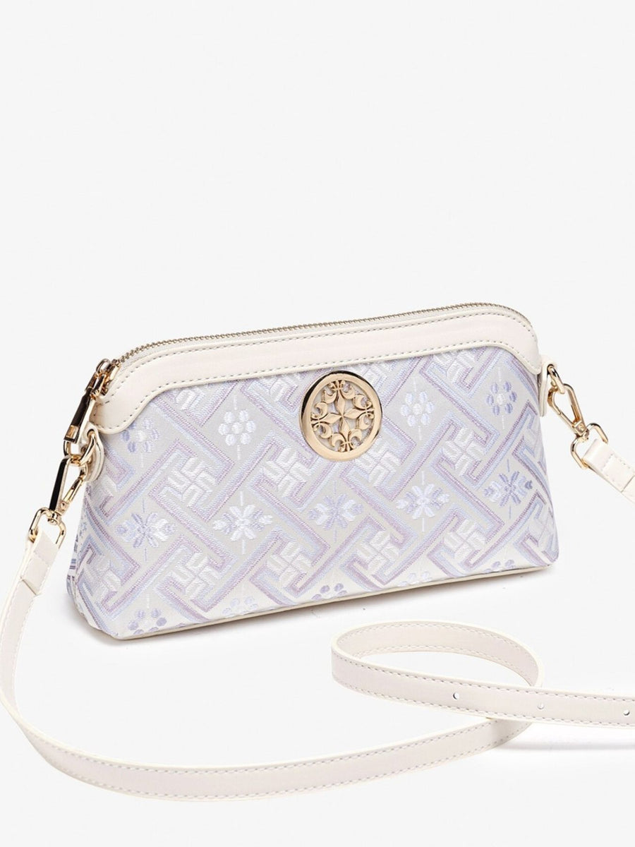 crossbody bag featuring geometric in light purple with PU Leather Imported Size &amp texture