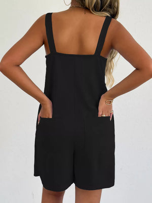 Sweetheart Neck Wide Strap Romper in Khaki Color