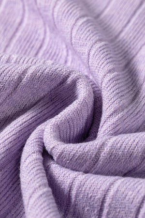 Solid Color Ribbed Long Sleeve T-Shirt in Pink Purple with basic style