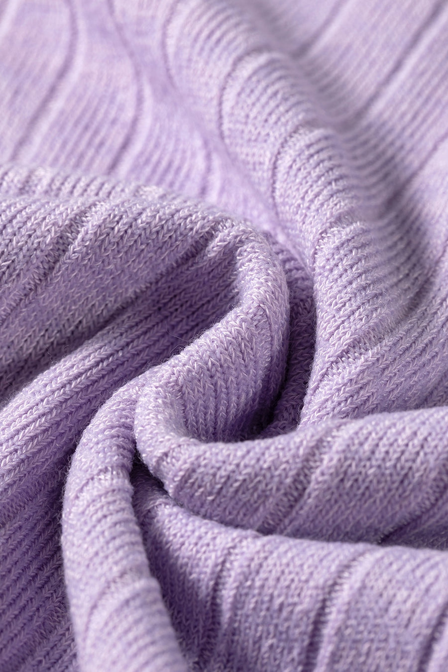 Solid Color Ribbed Long Sleeve T-Shirt in Pink Purple with basic style