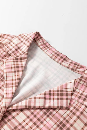 classic pajama set in brown with collared