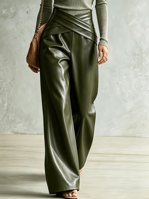 100% polyester Care instructions: Machine wash cold wide-leg pants in Black with flared silhouette