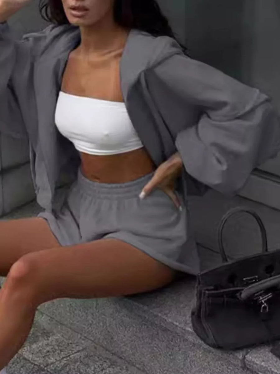 Light Gray Zip-up Mini Jacket