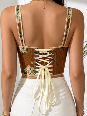 romantic crop top in Dark Green with sweetheart