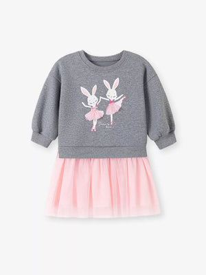 light pink dress featuring mesh and graphic-print