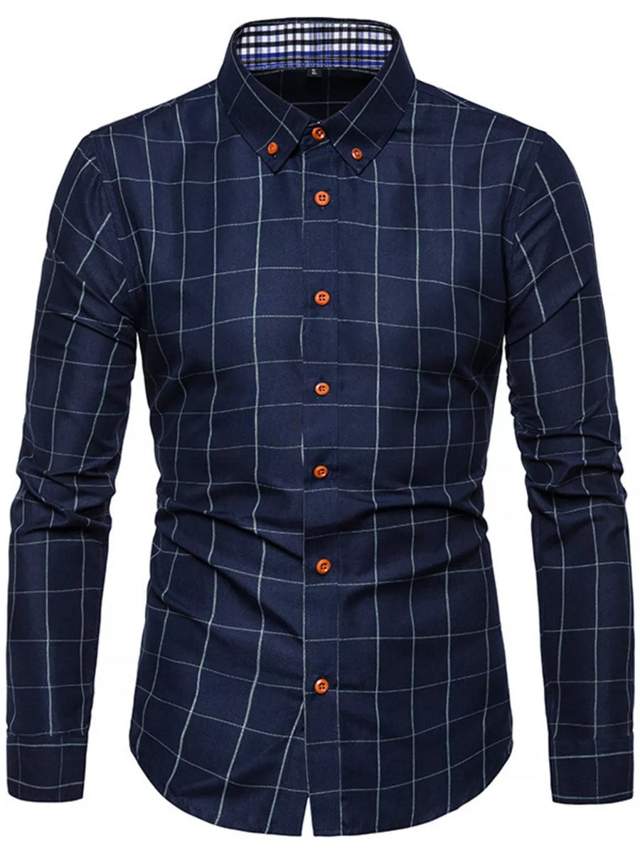 Men's Plus Size Classic Plaid Button-down Shirt in Burgundy