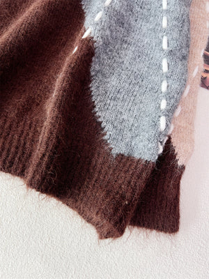 v-neck sweater in Gray with stretch and hip-length