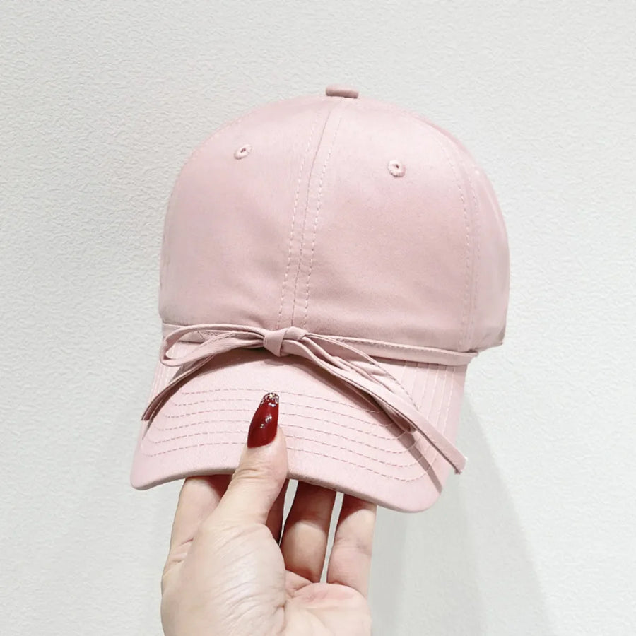 Blush pink baseball cap with bow detail