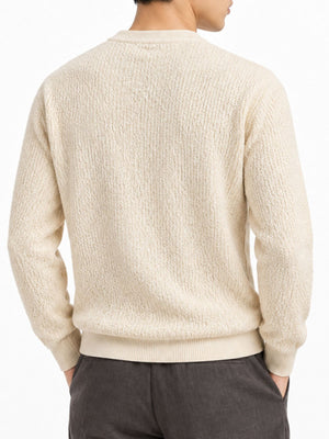 crewneck sweater in Camel with textured and plus-size