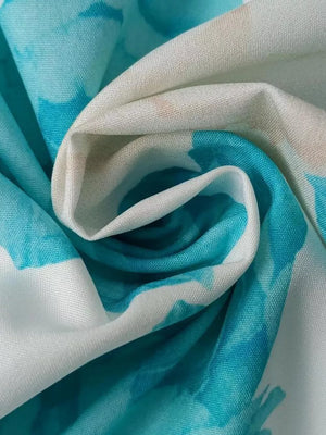 Floral V-Neck Ruffle Sleeve Maxi Dress in Teal