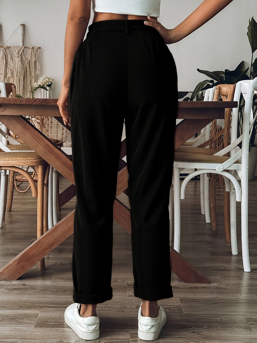 straight-leg pants featuring corduroy in Khaki with 100% polyester Care instructions: Machine wash cold texture