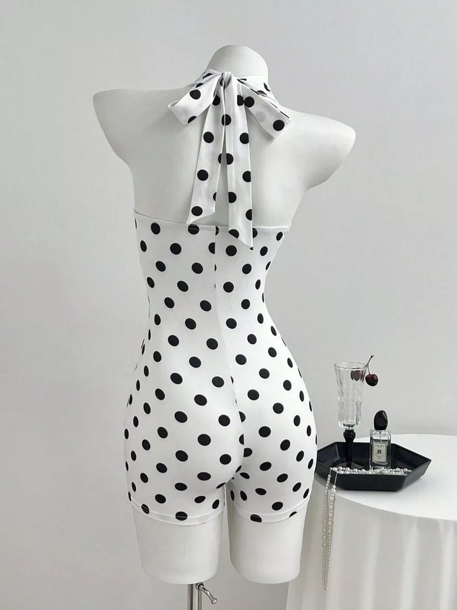 Polka Dot Halter Neck Romper option 4