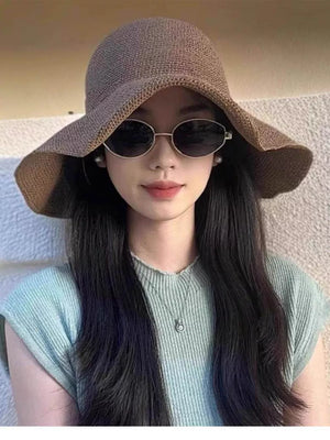 Khaki Wide Brim Cotton Sun Hat