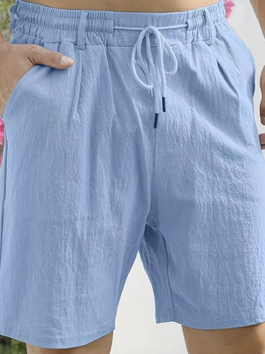Light Blue Men's Lightweight Drawstring Shorts Plus Size