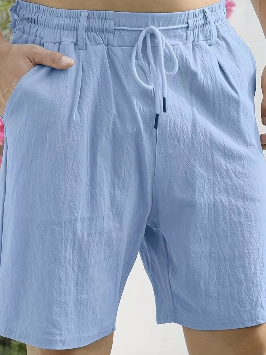 Light Blue Men's Lightweight Drawstring Shorts Plus Size