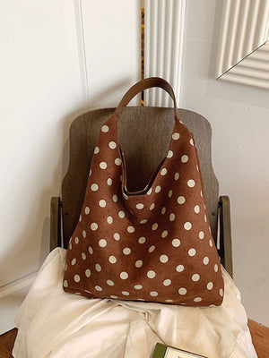 handbag featuring polka-dot in Brown with Suede Imported Size &amp texture