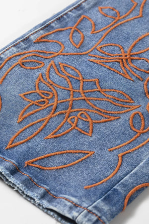 Embroidered Flare Leg Jeans option 12
