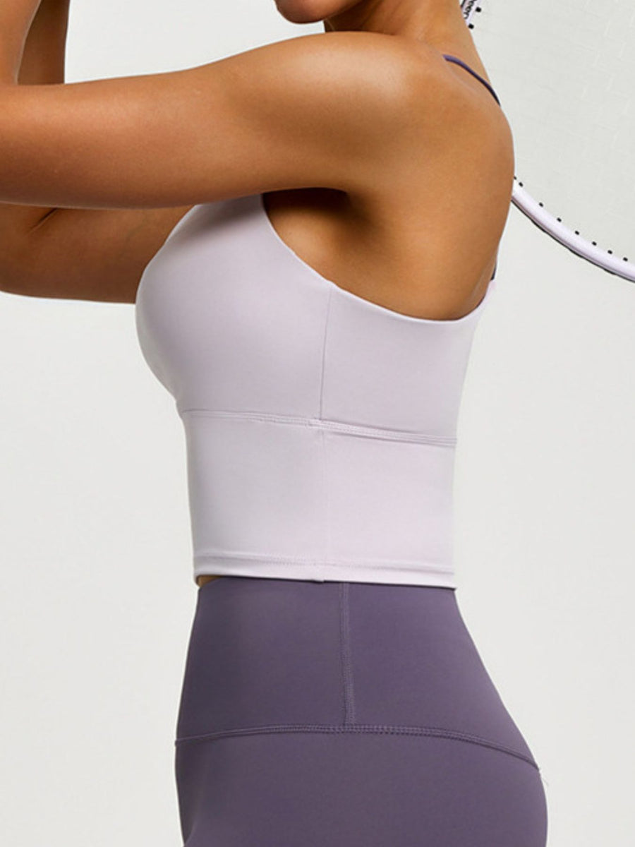 Criss-Cross Back Active Bra in Dusty Pink