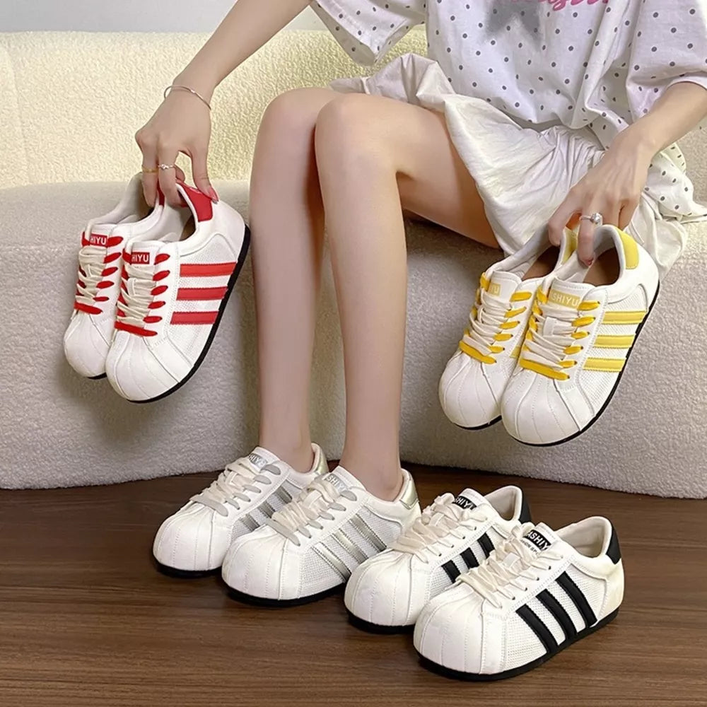 Lace Up Round Toe Sneakers in Yellow
