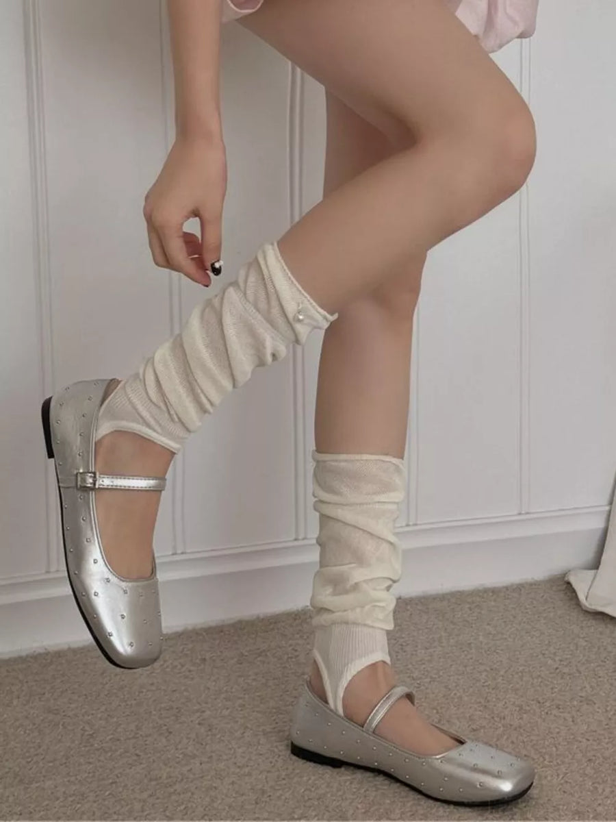 leg warmers in Dark Gray with knitted and below-knee
